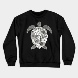 Floral Turtle Black Background Crewneck Sweatshirt